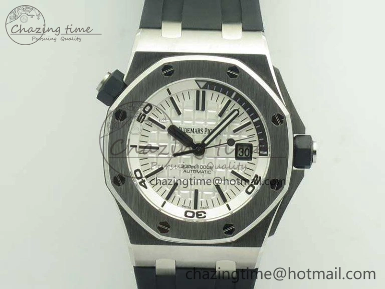 Royal Oak Offshore Diver 15710 JF 1:1 Best Edition White Dial On Rubber Strap A3120 V9