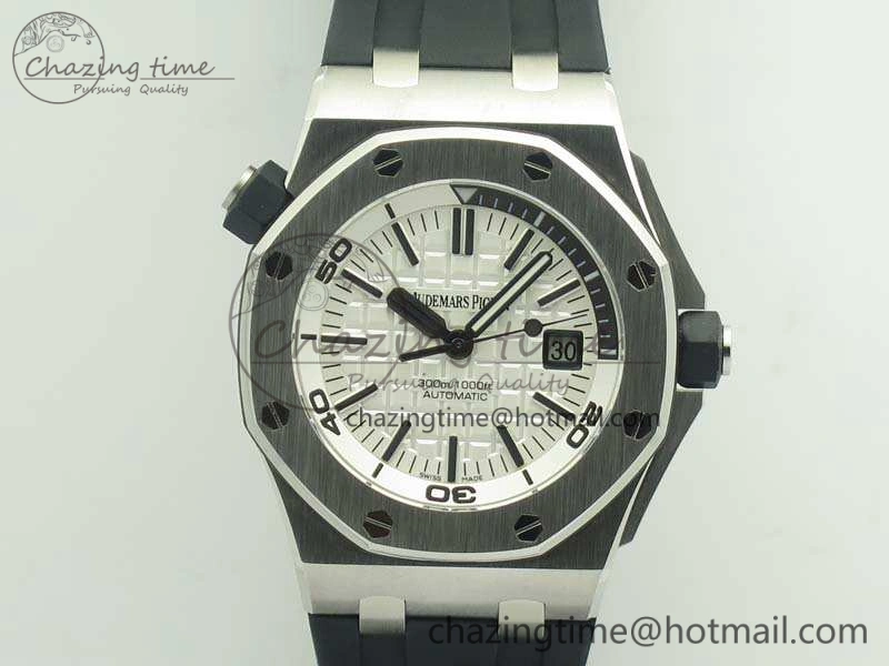 Royal Oak Offshore Diver 15710 JF 1:1 Best Edition White Dial On Rubber Strap A3120 V9