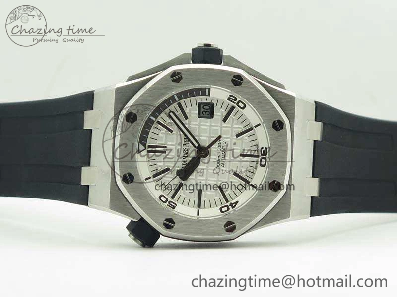 Royal Oak Offshore Diver 15710 JF 1:1 Best Edition White Dial On Rubber Strap A3120 V9