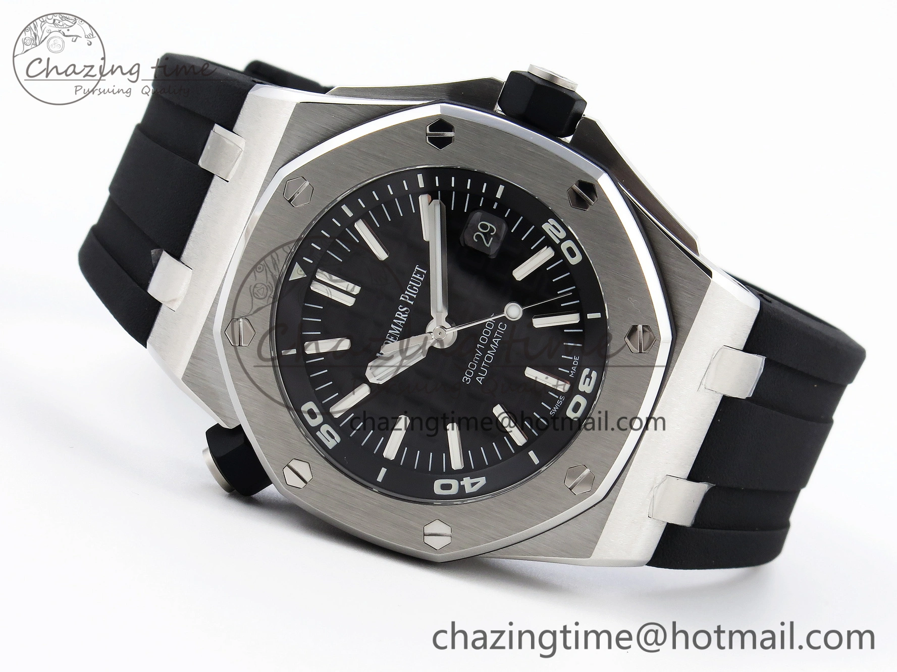 Royal Oak Offshore Diver 15710 ZF 1:1 Best Edition Black Dial on Black Rubber Strap SA3120 Super Clone V2