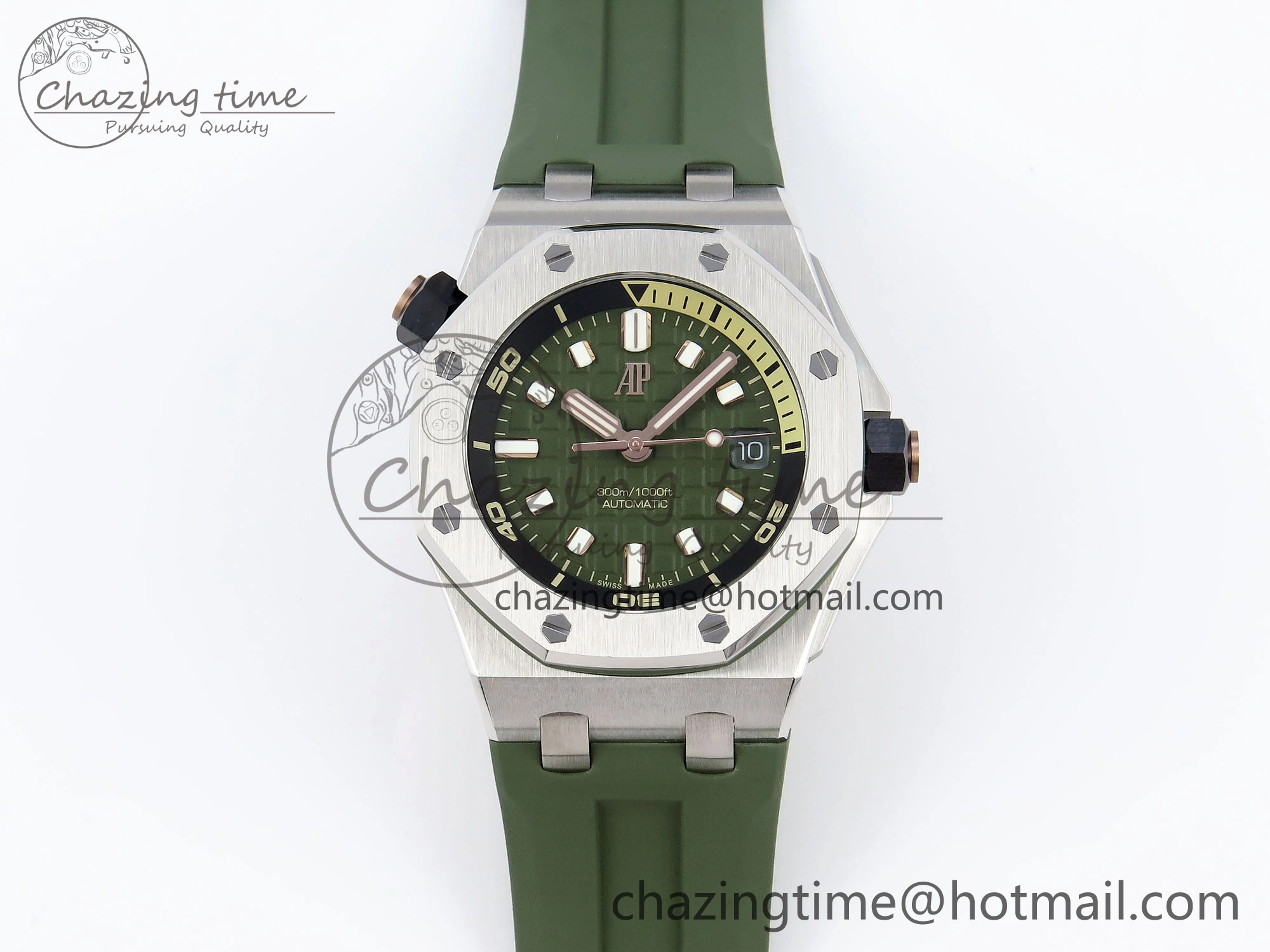 Royal Oak Offshore Diver 15720 APSF 1:1 Best Edition Green Dial on Green Rubber Strap SA4308