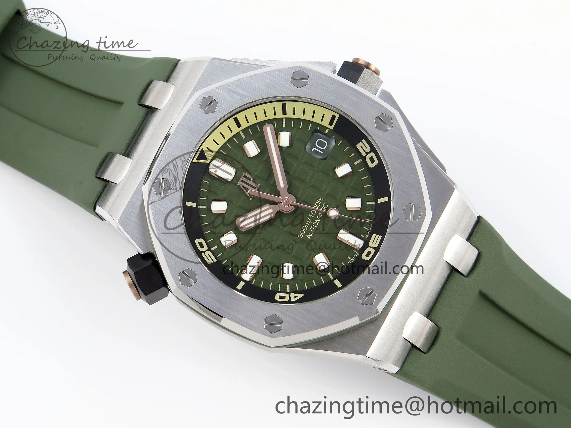 Royal Oak Offshore Diver 15720 APSF 1:1 Best Edition Green Dial on Green Rubber Strap SA4308