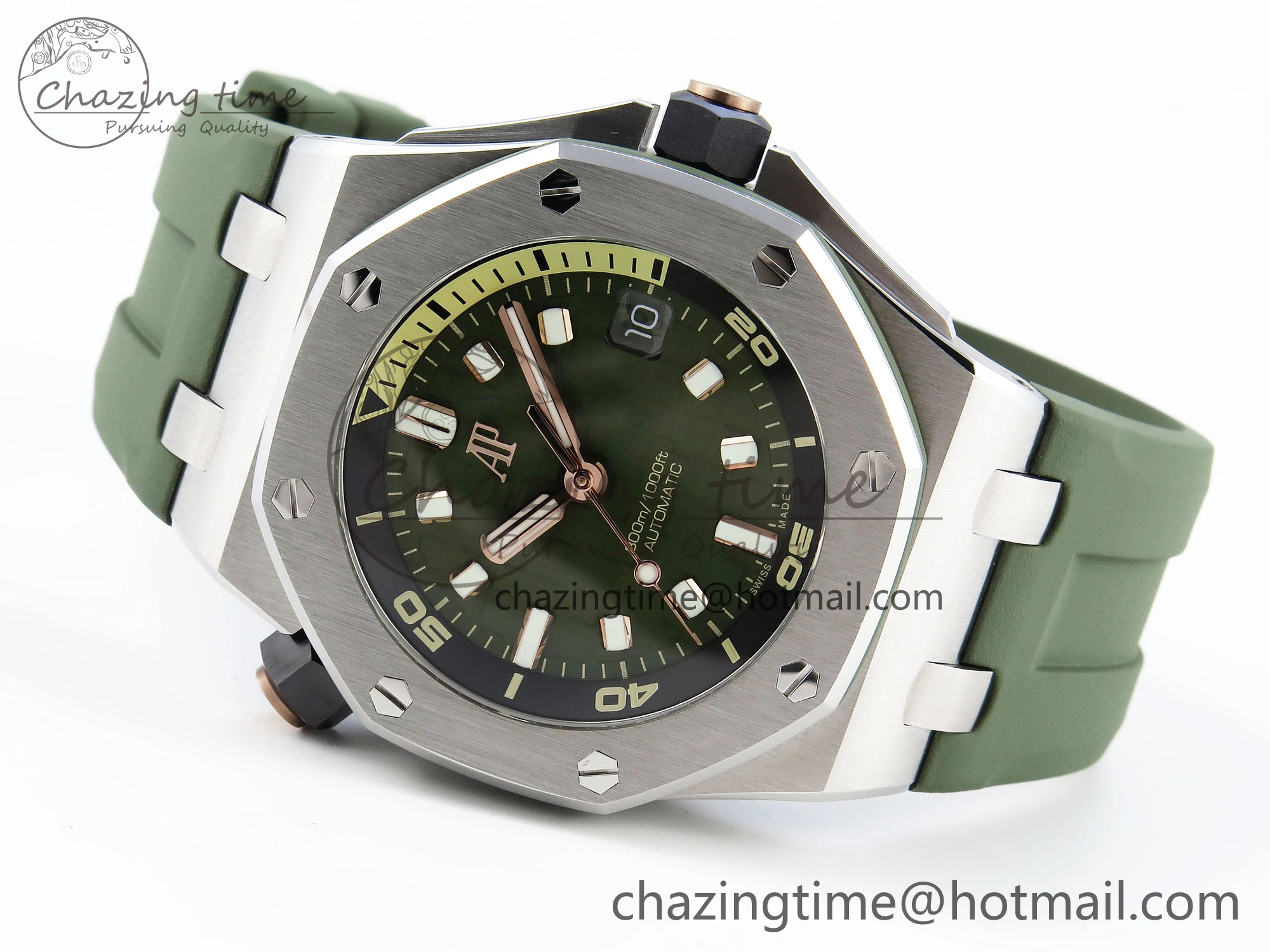 Royal Oak Offshore Diver 15720 APSF 1:1 Best Edition Green Dial on Green Rubber Strap SA4308