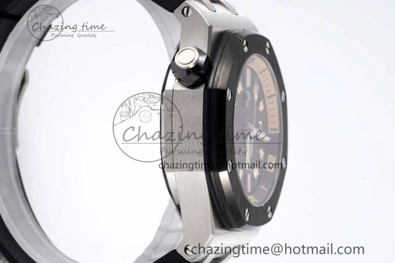 Royal Oak Offshore Diver 15720 Black Ceramic Bezel SS APF 1:1 Best Edition Black Dial on Black Rubber Strap A4308
