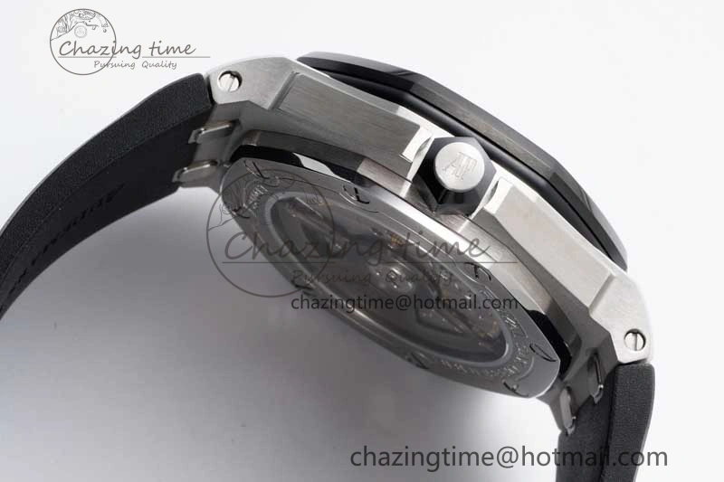 Royal Oak Offshore Diver 15720 Black Ceramic Bezel SS APF 1:1 Best Edition Black Dial on Black Rubber Strap A4308