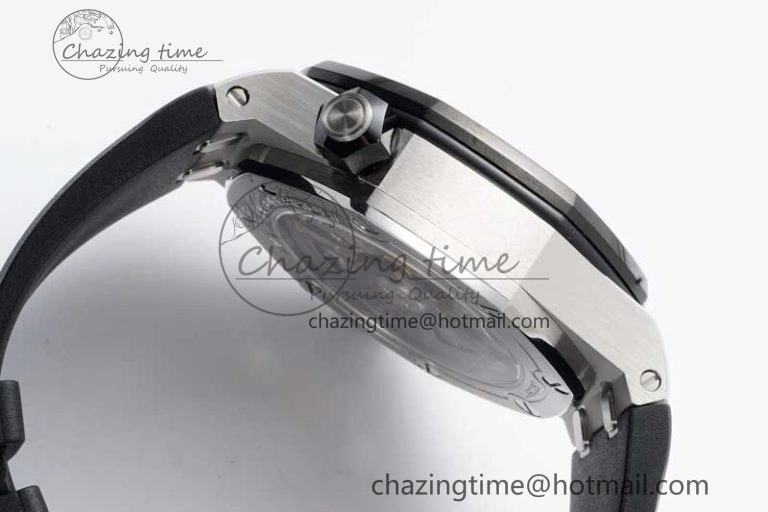 Royal Oak Offshore Diver 15720 Black Ceramic Bezel SS APF 1:1 Best Edition Black Dial on Black Rubber Strap A4308