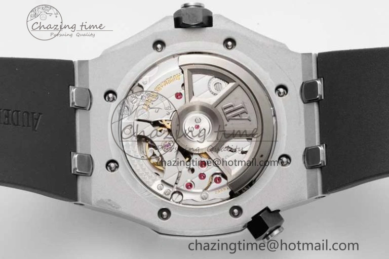 Royal Oak Offshore Diver 15720 Black Ceramic Bezel SS APF 1:1 Best Edition Black Dial on Black Rubber Strap A4308