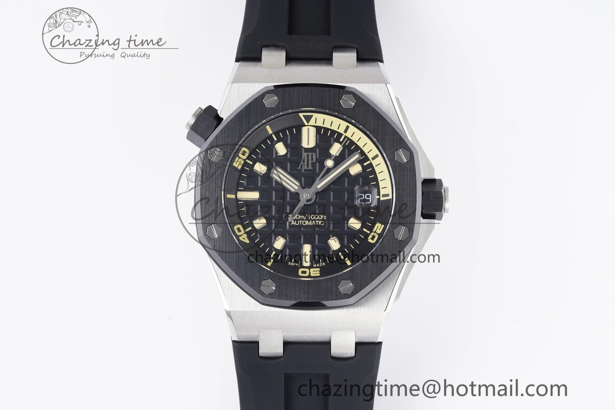 Royal Oak Offshore Diver 15720 Black Ceramic Bezel ZF 1:1 Best Edition Black Dial on Black Rubber Strap A4308
