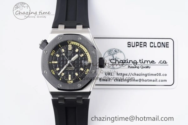 Royal Oak Offshore Diver 15720 Black Ceramic Bezel ZF 1:1 Best Edition Black Dial on Black Rubber Strap A4308