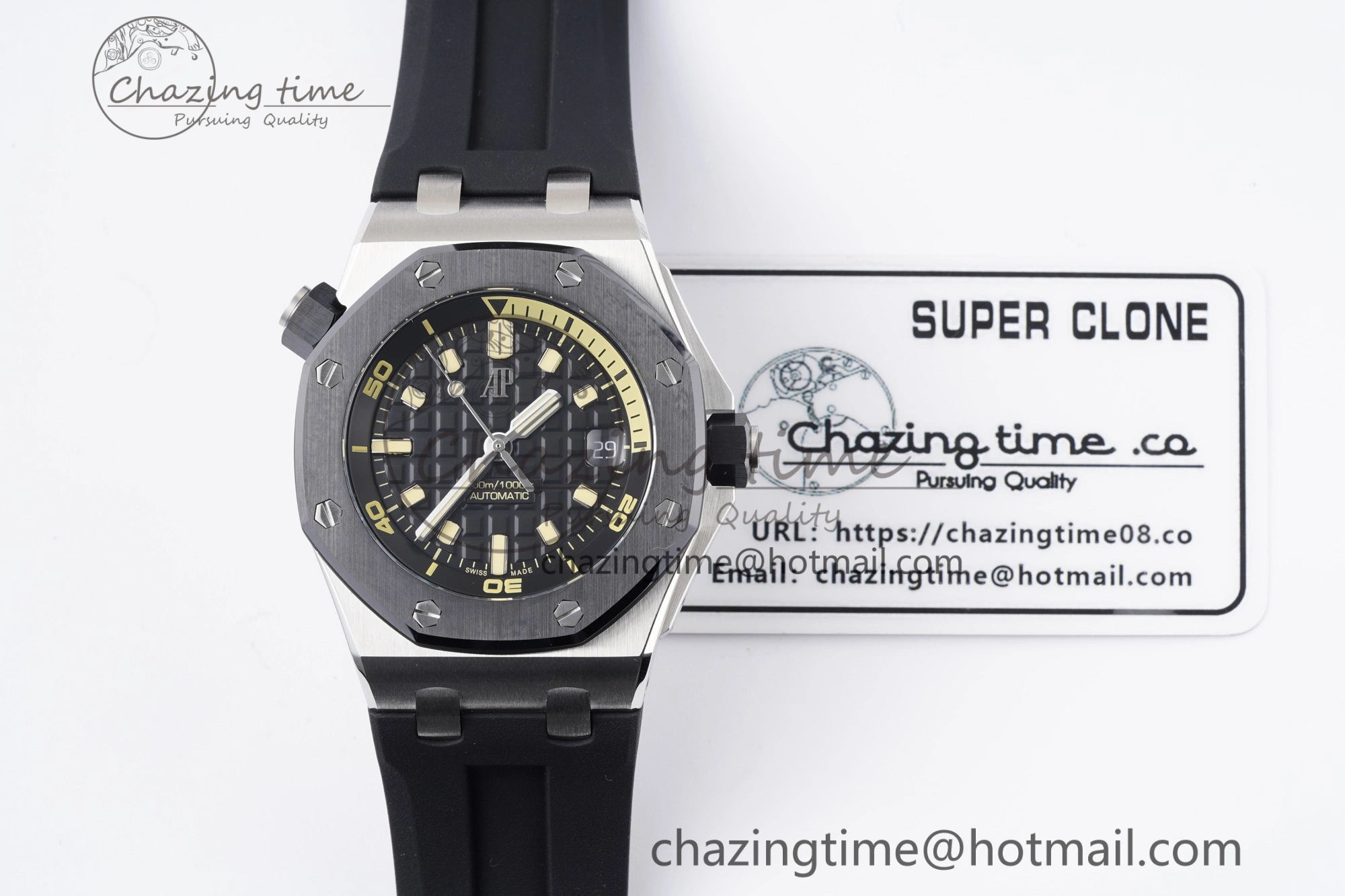 Royal Oak Offshore Diver 15720 Black Ceramic Bezel ZF 1:1 Best Edition Black Dial on Black Rubber Strap A4308