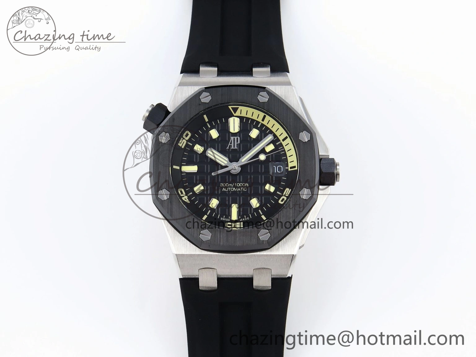 Royal Oak Offshore Diver 15720 Ceramic Bezel APSF 1:1 Best Edition Black Dial on Black Rubber Strap SA4308
