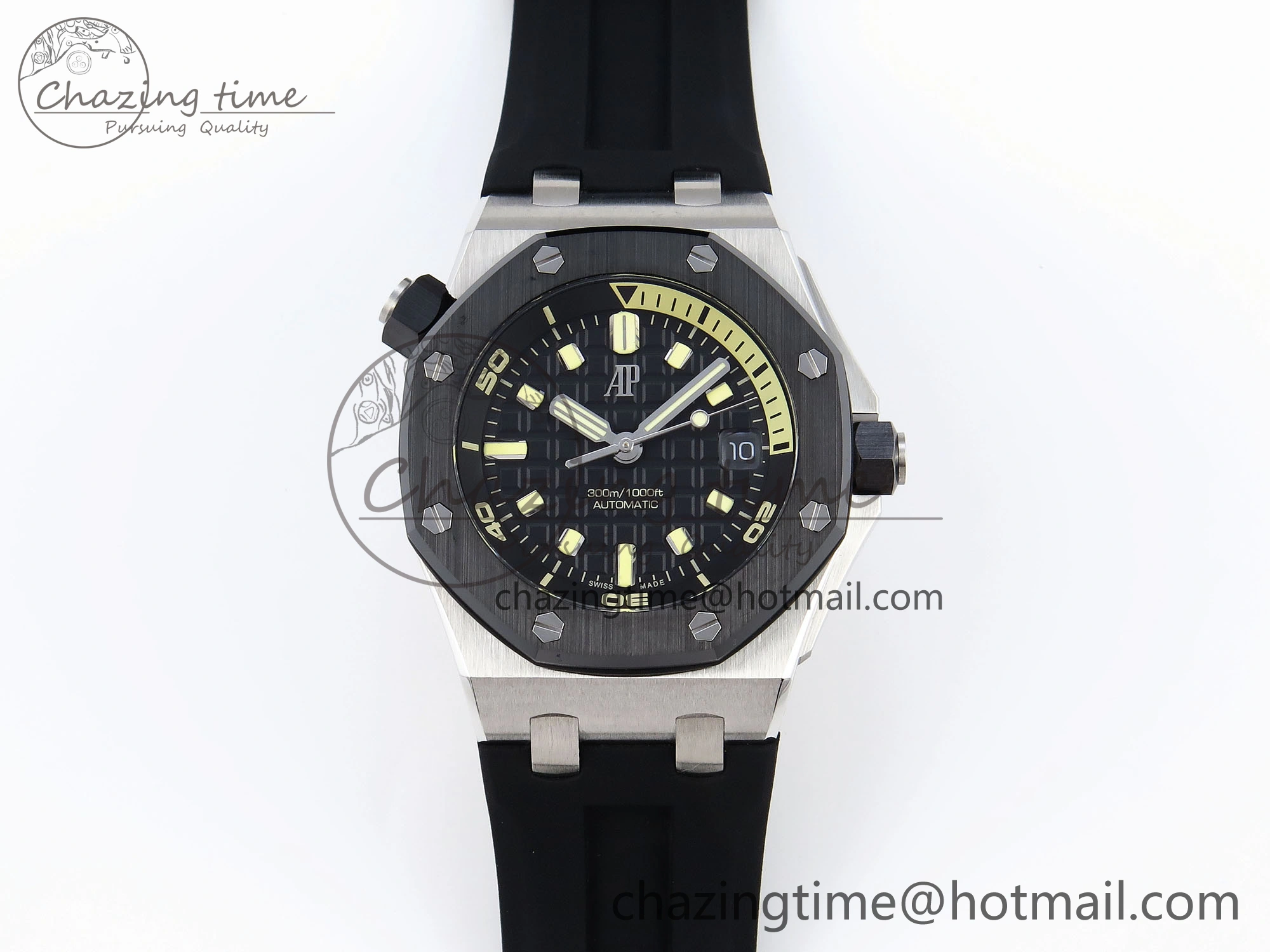 Royal Oak Offshore Diver 15720 Ceramic Bezel APSF 1:1 Best Edition Black Dial on Black Rubber Strap SA4308