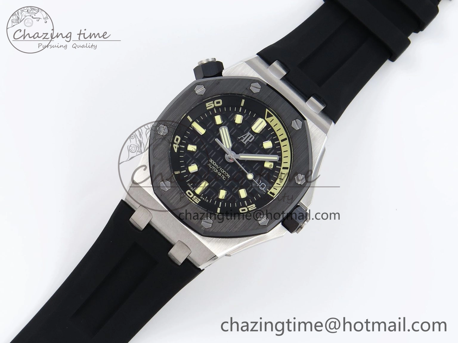 Royal Oak Offshore Diver 15720 Ceramic Bezel APSF 1:1 Best Edition Black Dial on Black Rubber Strap SA4308