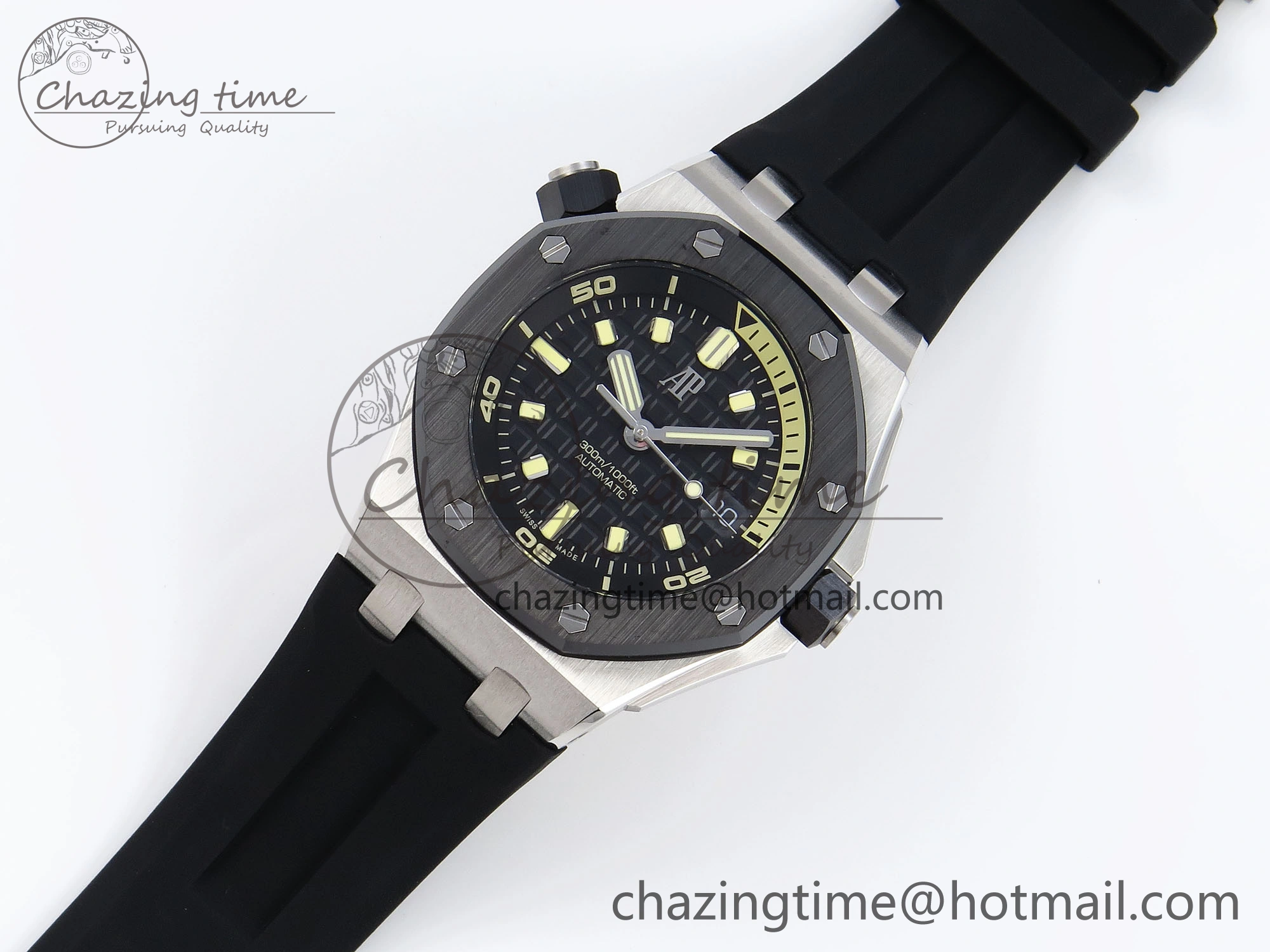 Royal Oak Offshore Diver 15720 Ceramic Bezel APSF 1:1 Best Edition Black Dial on Black Rubber Strap SA4308