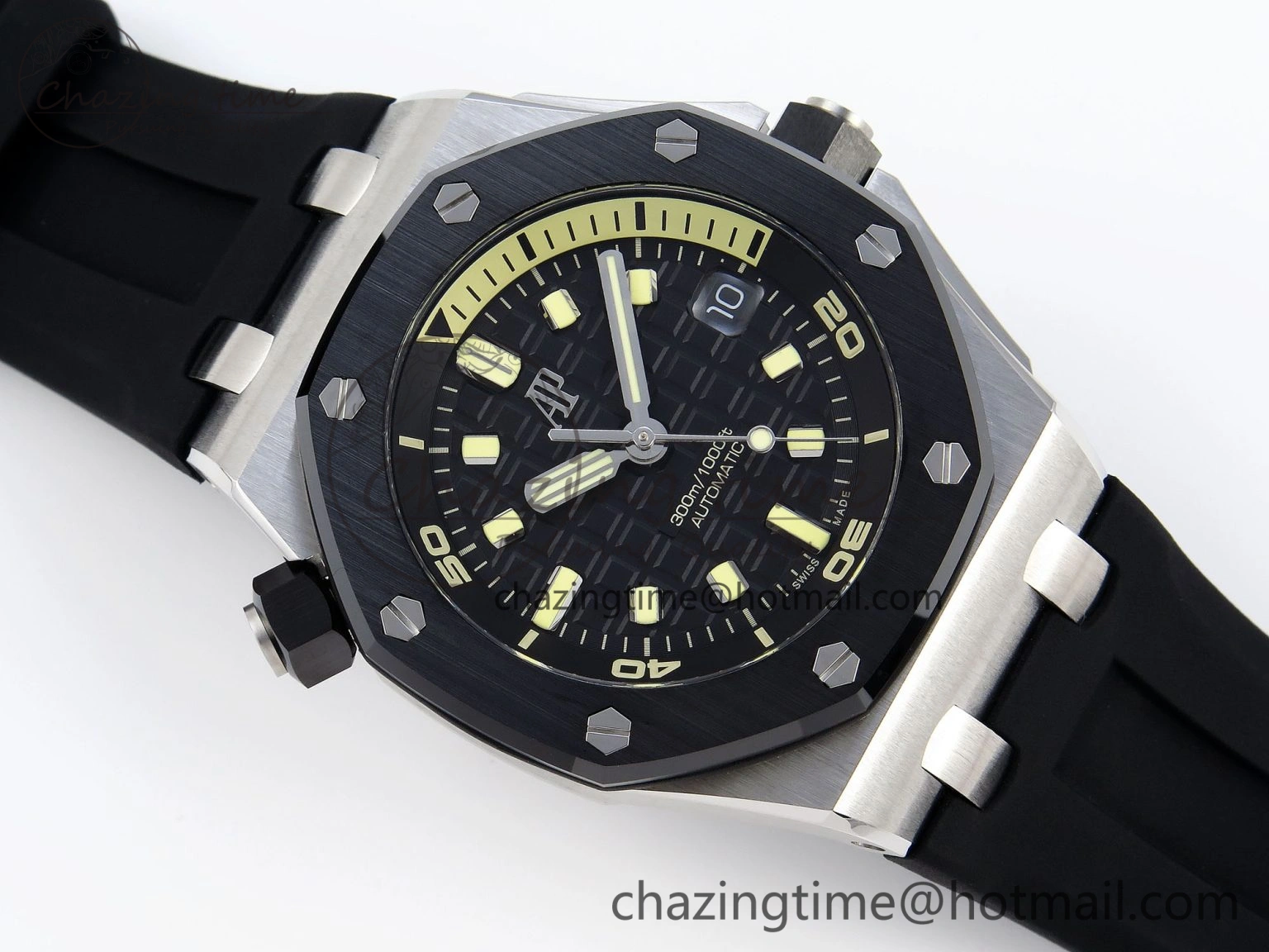 Royal Oak Offshore Diver 15720 Ceramic Bezel APSF 1:1 Best Edition Black Dial on Black Rubber Strap SA4308