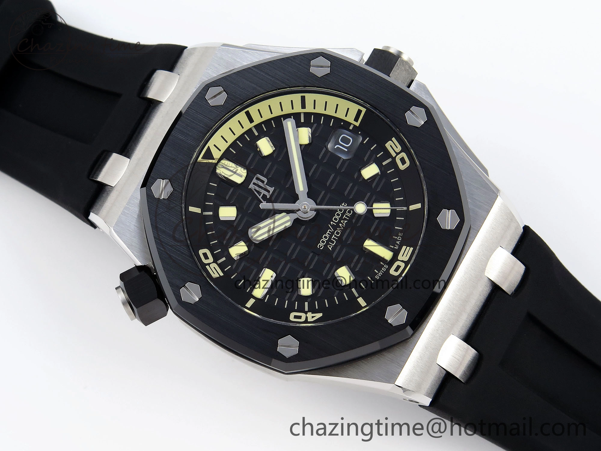Royal Oak Offshore Diver 15720 Ceramic Bezel APSF 1:1 Best Edition Black Dial on Black Rubber Strap SA4308