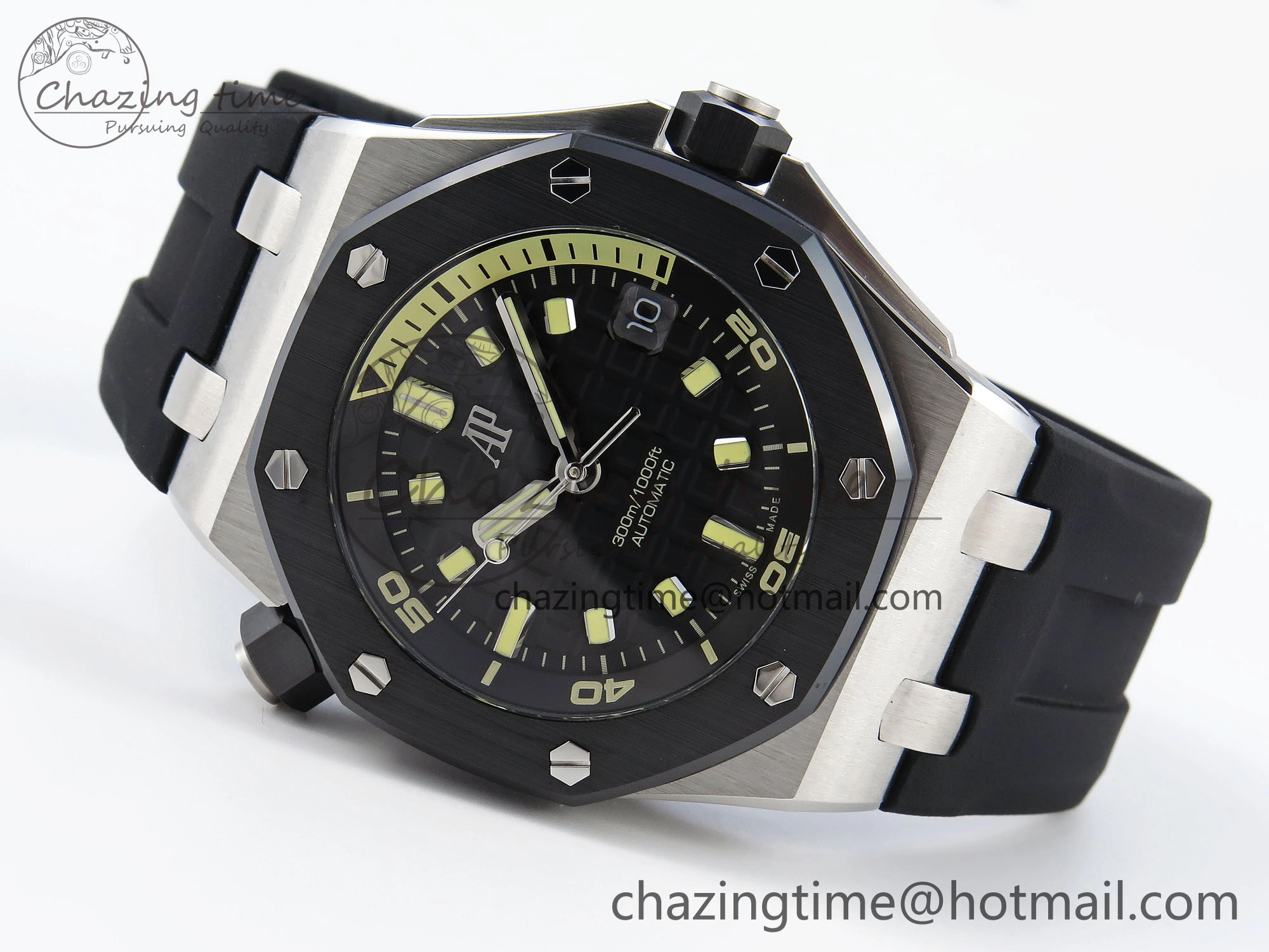 Royal Oak Offshore Diver 15720 Ceramic Bezel APSF 1:1 Best Edition Black Dial on Black Rubber Strap SA4308