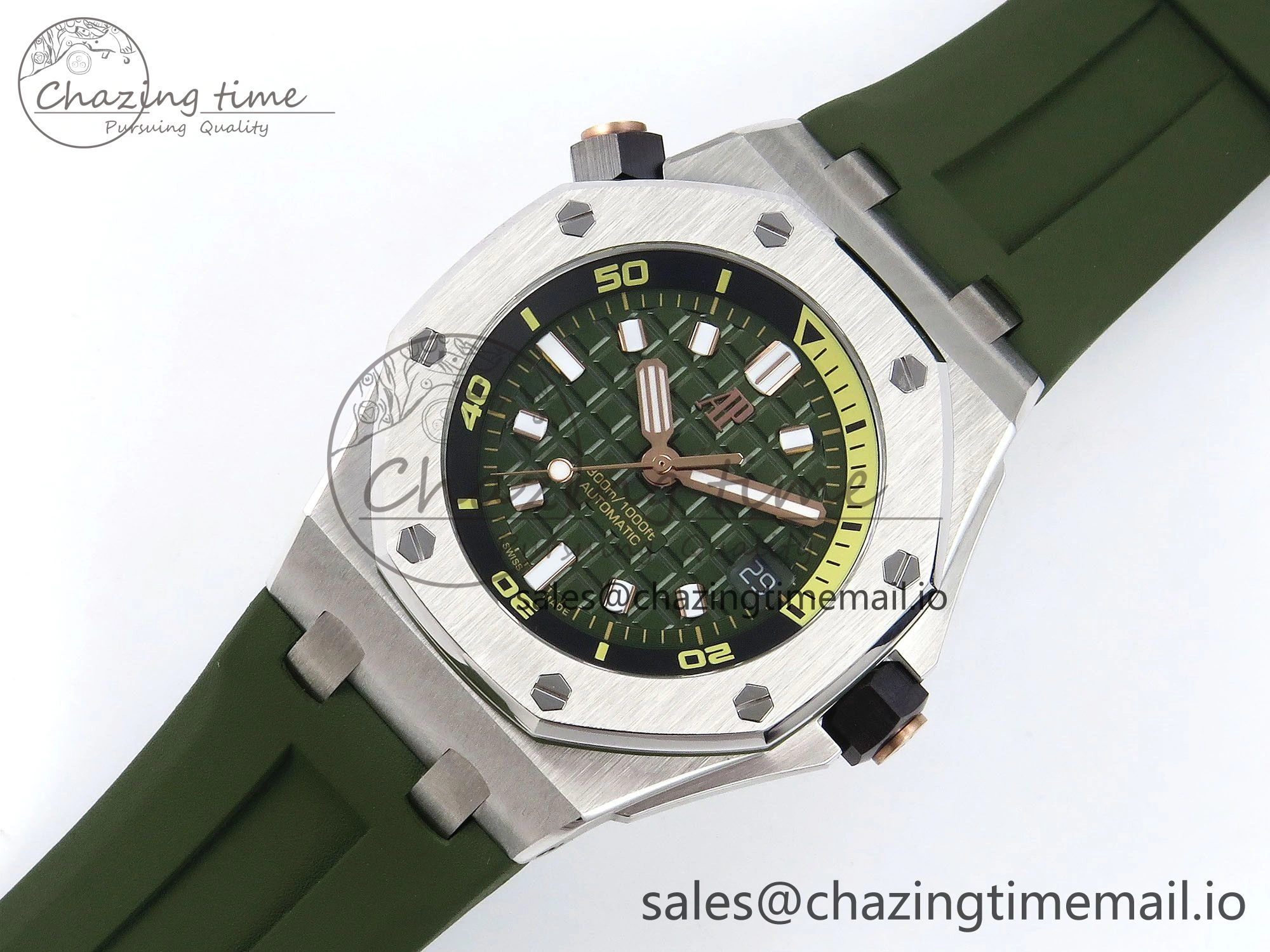 Royal Oak Offshore Diver 15720 IPF Best Edition Green Dial on Green Rubber Strap A4308 V2