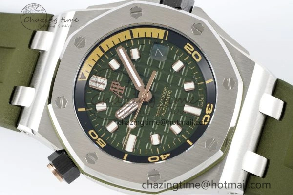 Royal Oak Offshore Diver 15720 IPF Best Edition Green Dial on Green Rubber Strap A4308