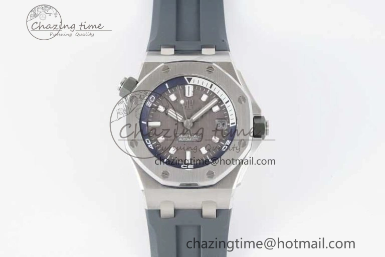 Royal Oak Offshore Diver 15720 SS APF 1:1 Best Edition Gray Dial on Gray Rubber Strap A4308