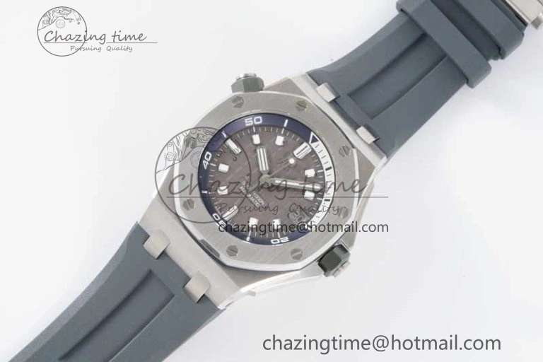 Royal Oak Offshore Diver 15720 SS APF 1:1 Best Edition Gray Dial on Gray Rubber Strap A4308
