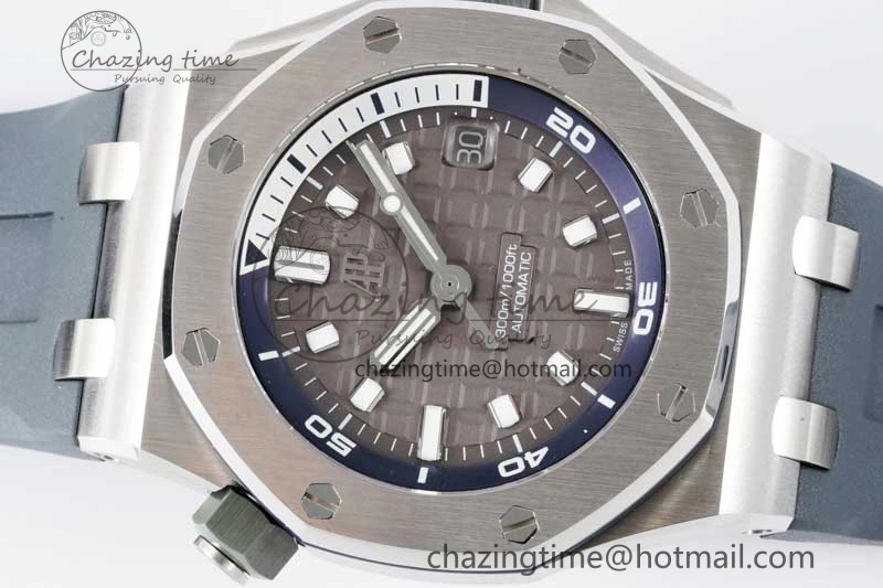 Royal Oak Offshore Diver 15720 SS APF 1:1 Best Edition Gray Dial on Gray Rubber Strap A4308