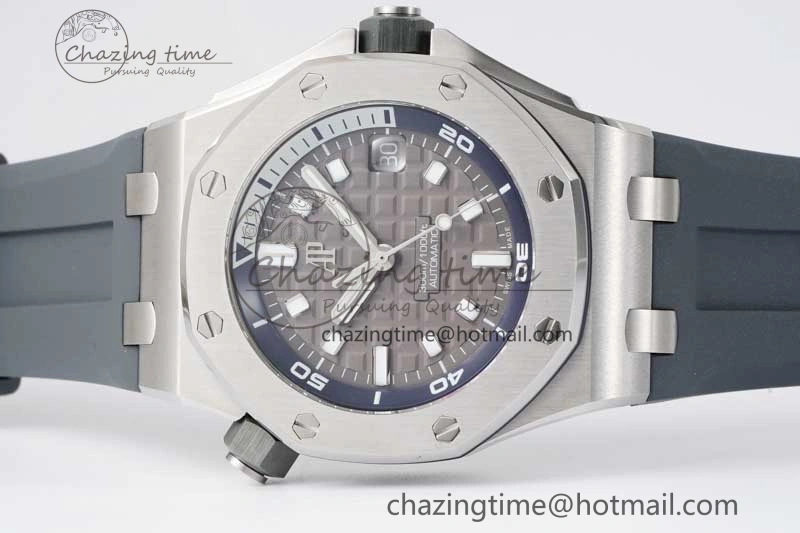Royal Oak Offshore Diver 15720 SS APF 1:1 Best Edition Gray Dial on Gray Rubber Strap A4308