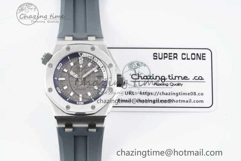 Royal Oak Offshore Diver 15720 SS APF 1:1 Best Edition Gray Dial on Gray Rubber Strap A4308