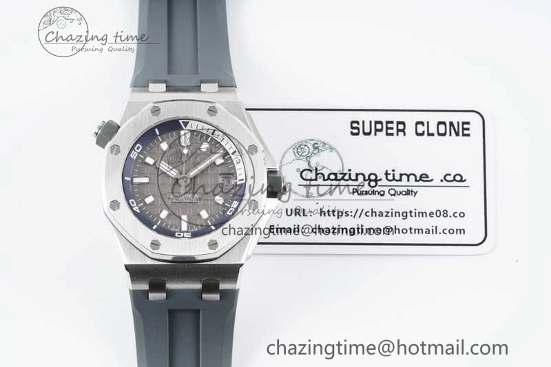 Royal Oak Offshore Diver 15720 SS APF 1:1 Best Edition Gray Dial on Gray Rubber Strap A4308