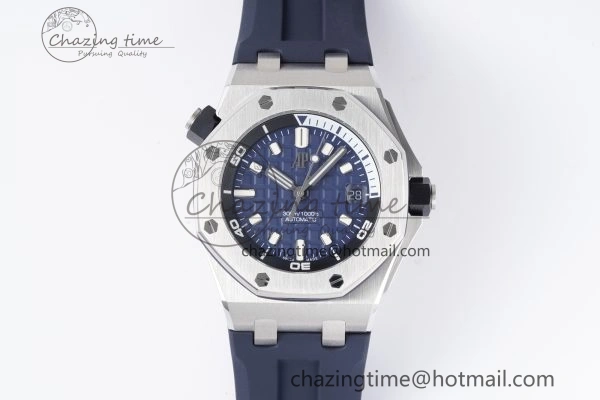 Royal Oak Offshore Diver 15720 SS ZF 1:1 Best Edition Blue Dial on Blue Rubber Strap A4308