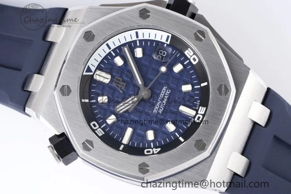 Royal Oak Offshore Diver 15720 SS ZF 1:1 Best Edition Blue Dial on Blue Rubber Strap A4308