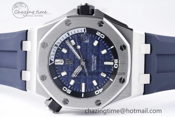 Royal Oak Offshore Diver 15720 SS ZF 1:1 Best Edition Blue Dial on Blue Rubber Strap A4308
