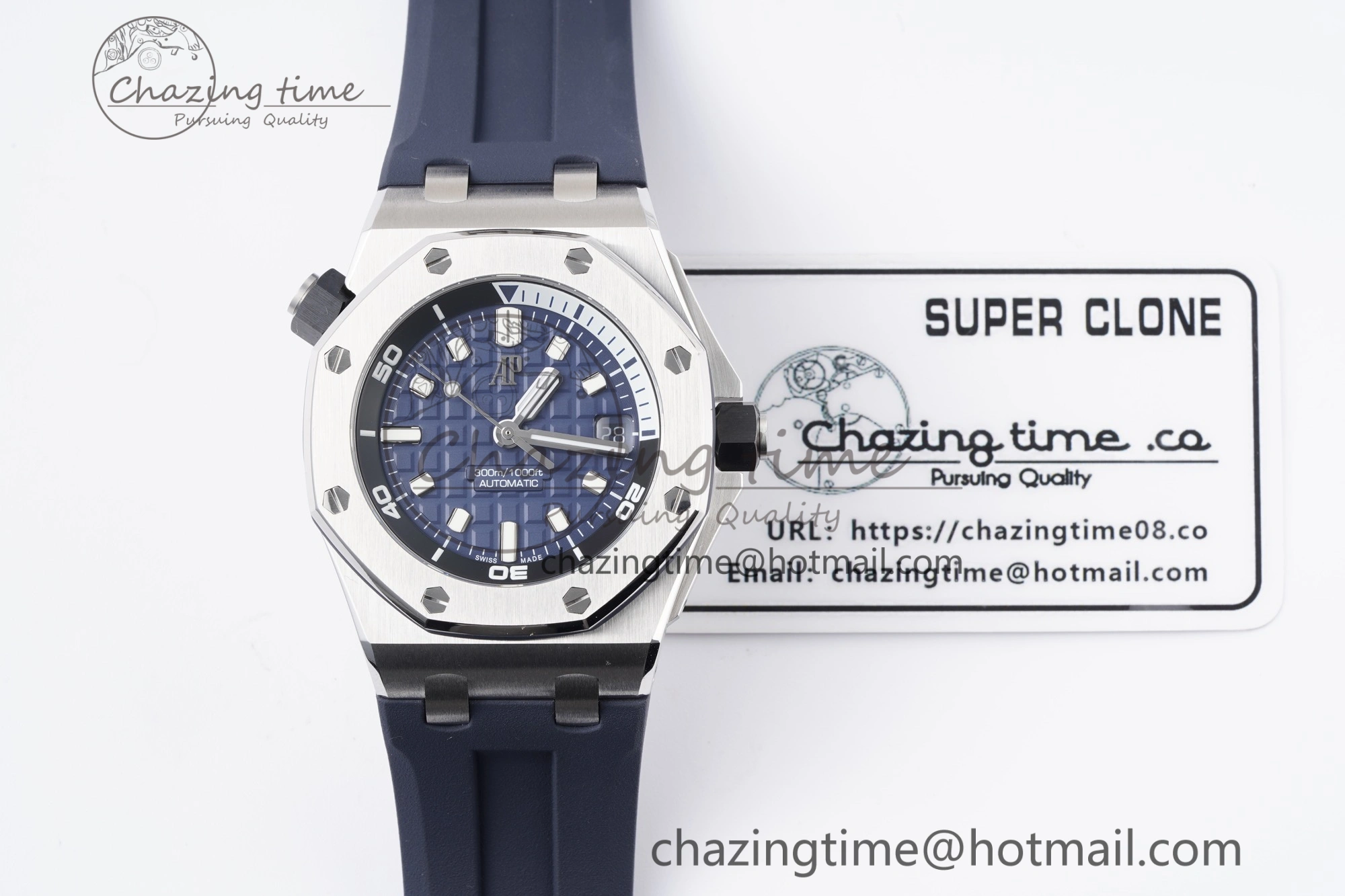 Royal Oak Offshore Diver 15720 SS ZF 1:1 Best Edition Blue Dial on Blue Rubber Strap A4308