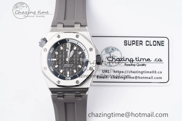 Royal Oak Offshore Diver 15720 SS ZF 1:1 Best Edition Gray Dial on Gray Rubber Strap A4308
