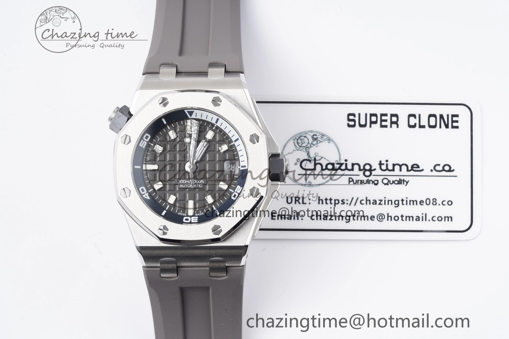 Royal Oak Offshore Diver 15720 SS ZF 1:1 Best Edition Gray Dial on Gray Rubber Strap A4308