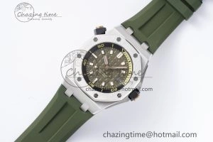 Royal Oak Offshore Diver 15720 SS ZF 1:1 Best Edition Green Dial on Green Rubber Strap A4308