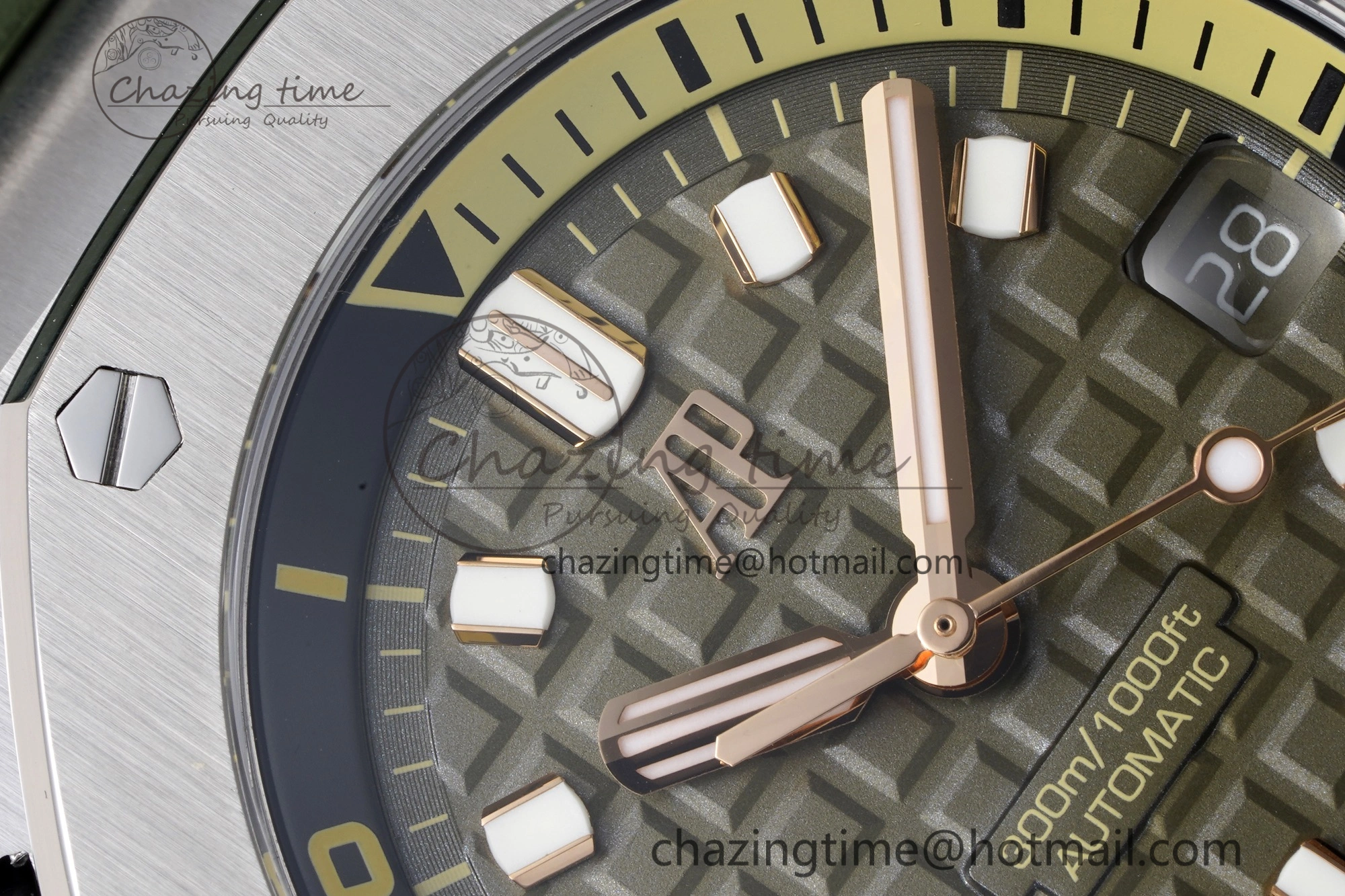 Royal Oak Offshore Diver 15720 SS ZF 1:1 Best Edition Green Dial on Green Rubber Strap A4308