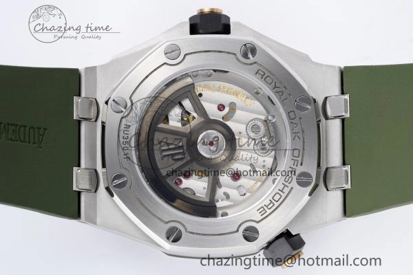 Royal Oak Offshore Diver 15720 SS ZF 1:1 Best Edition Green Dial on Green Rubber Strap A4308