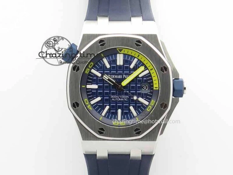 Royal Oak Offshore Diver 2017 Blue 15710 JF 1:1 Best Edition On XS Rubber Strap A3120 (Free Rubber Strap)