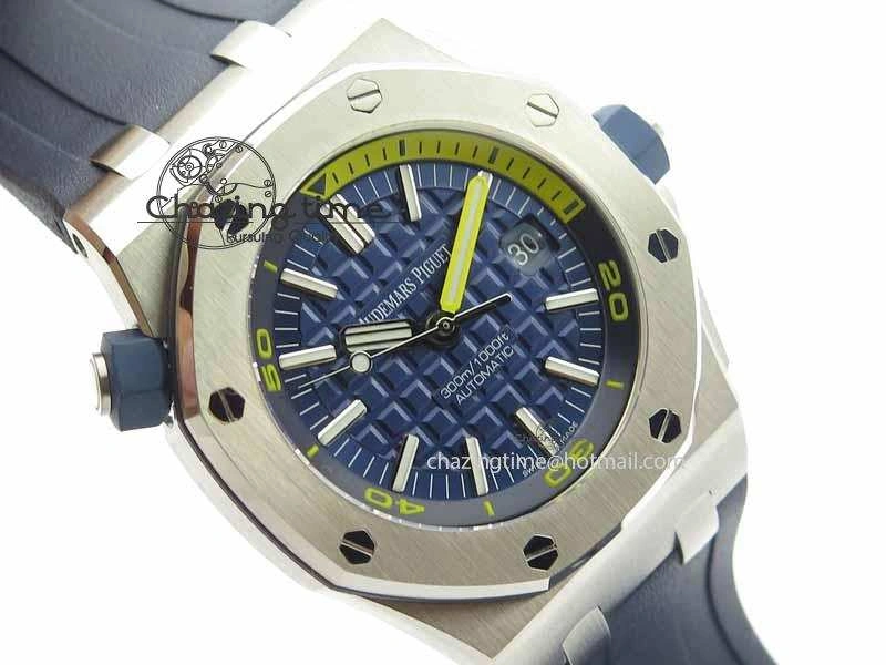 Royal Oak Offshore Diver 2017 Blue 15710 JF 1:1 Best Edition On XS Rubber Strap A3120 (Free Rubber Strap)