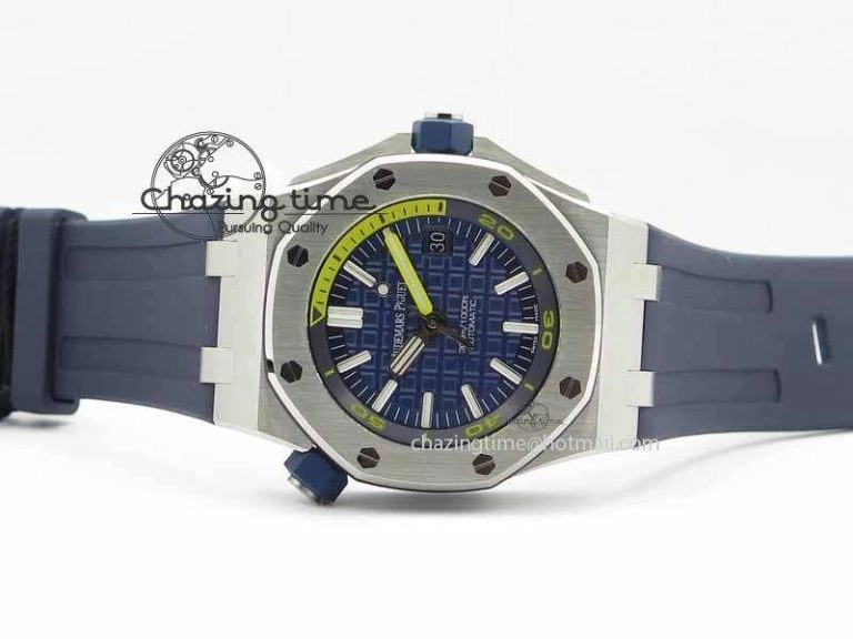 Royal Oak Offshore Diver 2017 Blue 15710 JF 1:1 Best Edition On XS Rubber Strap A3120 (Free Rubber Strap)