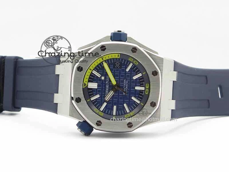 Royal Oak Offshore Diver 2017 Blue 15710 JF 1:1 Best Edition On XS Rubber Strap A3120 (Free Rubber Strap)