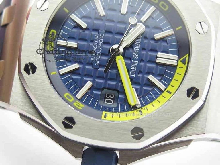 Royal Oak Offshore Diver 2017 Blue 15710 JF 1:1 Best Edition On XS Rubber Strap A3120 (Free Rubber Strap)