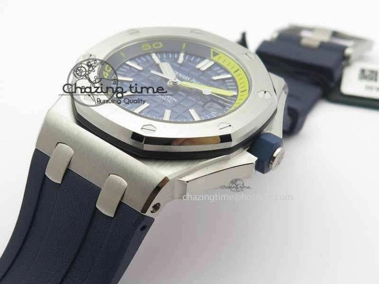 Royal Oak Offshore Diver 2017 Blue 15710 JF 1:1 Best Edition On XS Rubber Strap A3120 (Free Rubber Strap)