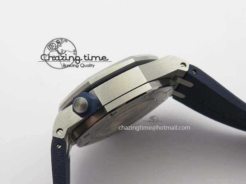 Royal Oak Offshore Diver 2017 Green 15710 JF 1:1 Best Edition On Blue Rubber Strap A3120 (Free XS Rubber Strap)