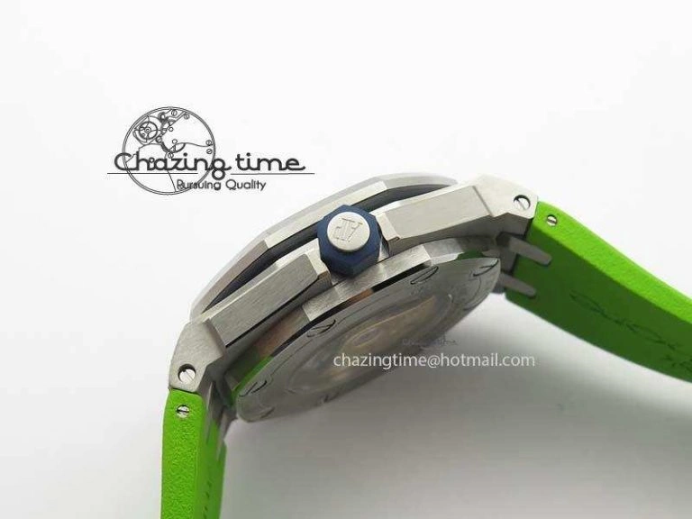Royal Oak Offshore Diver 2017 Green 15710 JF 1:1 Best Edition On XS Rubber Strap A3120 (Free Rubber Strap)