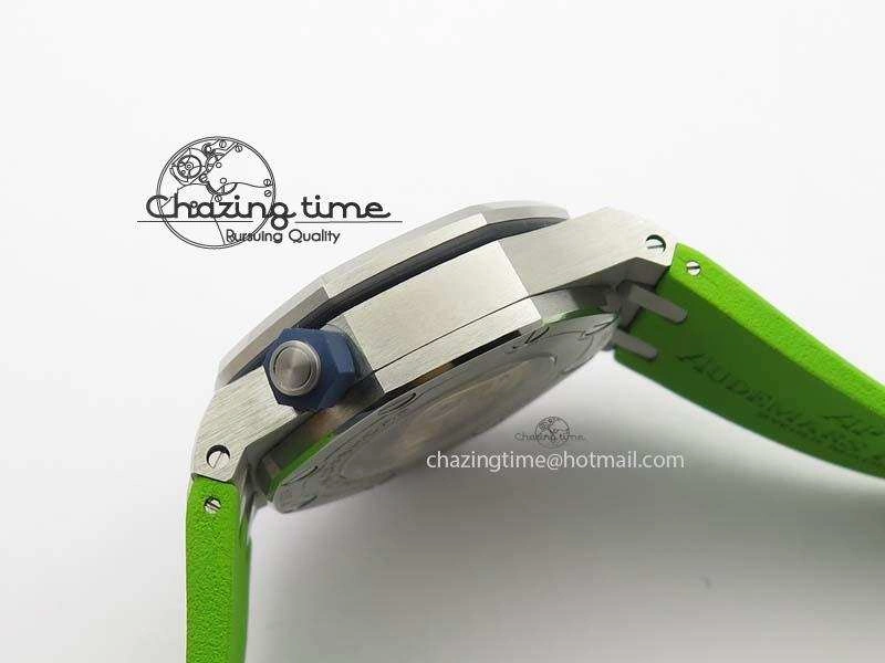 Royal Oak Offshore Diver 2017 Green 15710 JF 1:1 Best Edition On XS Rubber Strap A3120 (Free Rubber Strap)