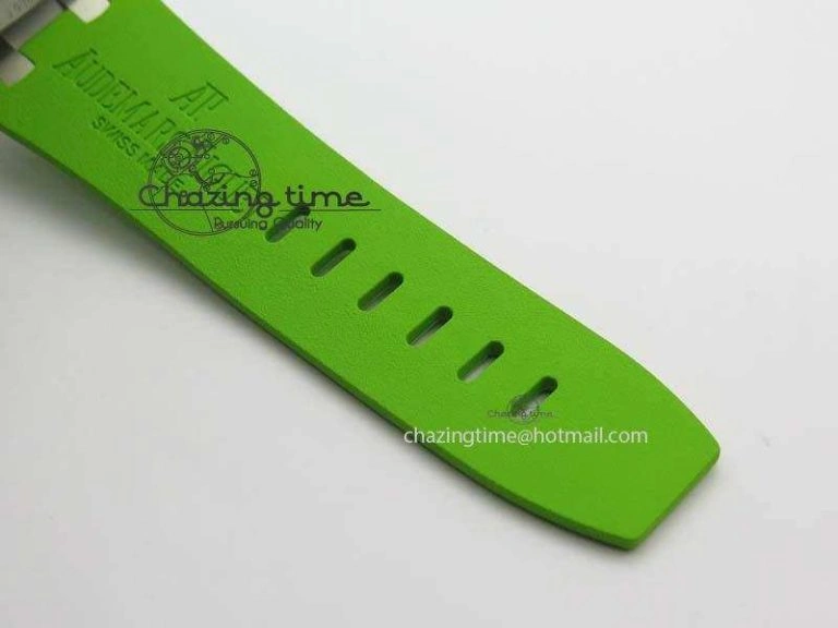 Royal Oak Offshore Diver 2017 Green 15710 JF 1:1 Best Edition On XS Rubber Strap A3120 (Free Rubber Strap)