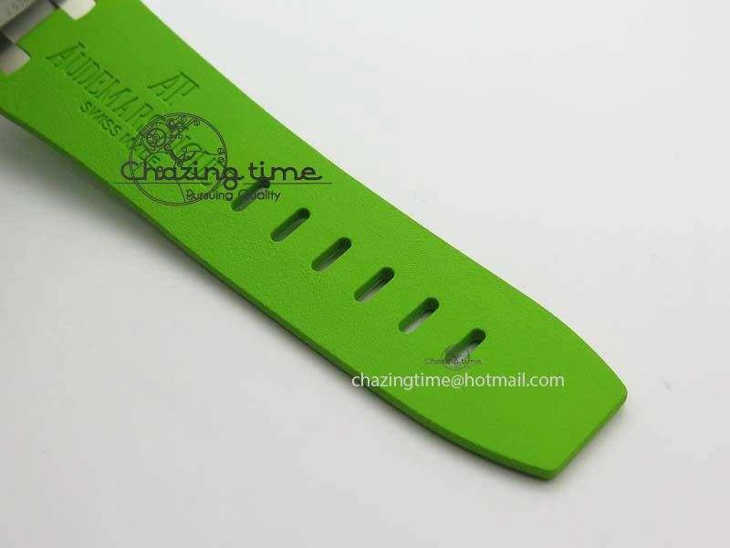 Royal Oak Offshore Diver 2017 Green 15710 JF 1:1 Best Edition On XS Rubber Strap A3120 (Free Rubber Strap)