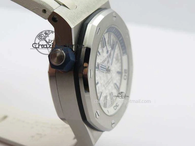 Royal Oak Offshore Diver 2017 White 15710 JF 1:1 Best Edition On XS Rubber Strap A3120 (Free Rubber Strap)